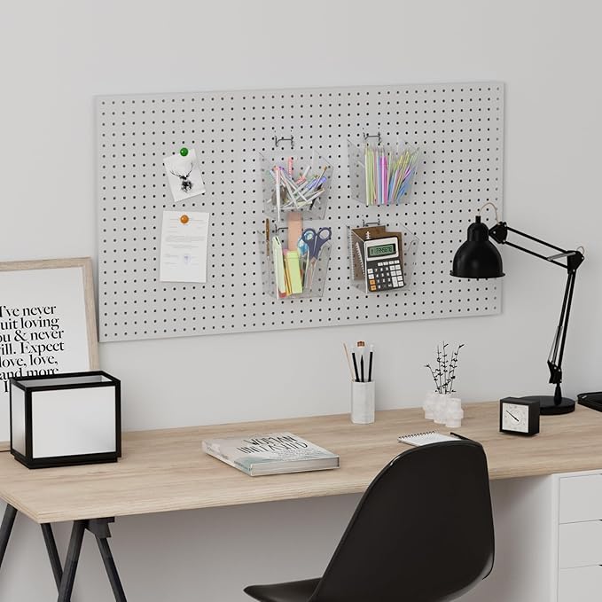 LIGHT DUST Clear Pegboard Cups with Hooks, 1/8" & 1/4" Peg Board Orangizer Accessories Aesthetic Decoration for Garage Workbe