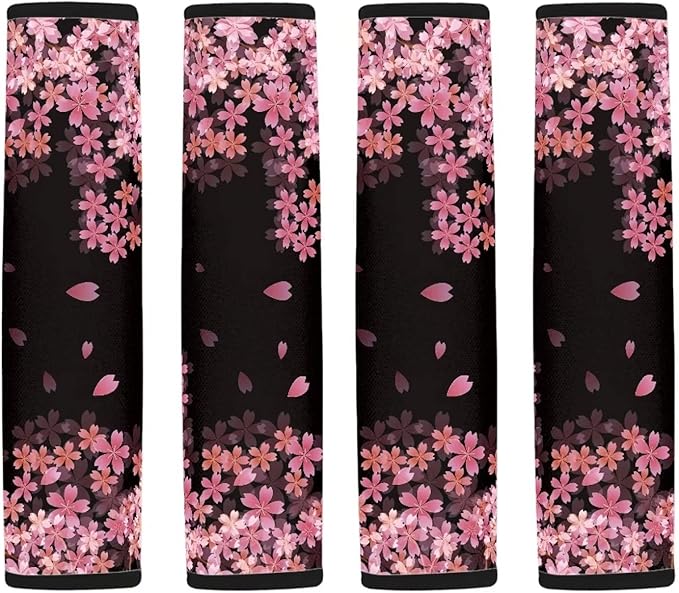 Forchrinse Pink Cherry Blossom Car Seat Belt Cover Pad,4pcs Soft Car Safety Seat Belt Strap Non Slip Shoulder Pad,Suitable for Car Seatbelt,Shoulder Bag,Camera