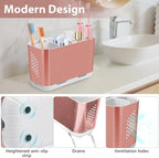 Boperzi Toothbrush Holders for Bathrooms Countertop, Electric Tooth Brush Holder with Adjustable Dividers, Detachable Anti-Sl