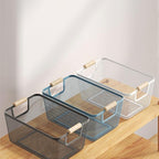 AJIODA Metal Mesh Steel Basket, Small Wire Storage Organizer Baskets Multi-function Hanging Kitchen Basket with Wood Handle f