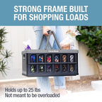 CleverMade Collapsible Shopping Basket with Handles – 24L Collapsible Grocery Tote, Plastic Storage Baskets Fold Flat, Stacka