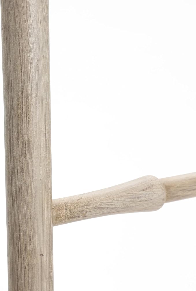 LuxenHome Rustic Blanket Ladder, 61'' Birch Wood 4-Rung Blanket Ladder, Farmhouse Towel Rack Stand for Bathroom Living Room D