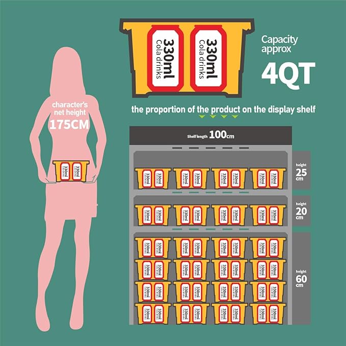 Clear Black Small Plastic Storage Bins with Lids 4 Quart, 6-Pack Stackable Organizer Boxes with Carry Handles, Compact Storag