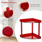 Sezanrpt 2 Tier Countertop Corner Organizer Shelf 7x7x8 Inch, Red Acrylic Bathroom Corner Shelf for Countertop, Vanity Storag