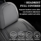 Coverado Car Seat Covers Full Set, Luxury Faux Leather Seat Covers for Cars, Waterproof Car Seat Protector, Gray Car Seat Cov