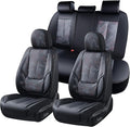Coverado Seat Covers, Car Seat Covers Full Set, Leather Seat Covers for Cars, Car Seat Protector, Black Car Seat Covers Front