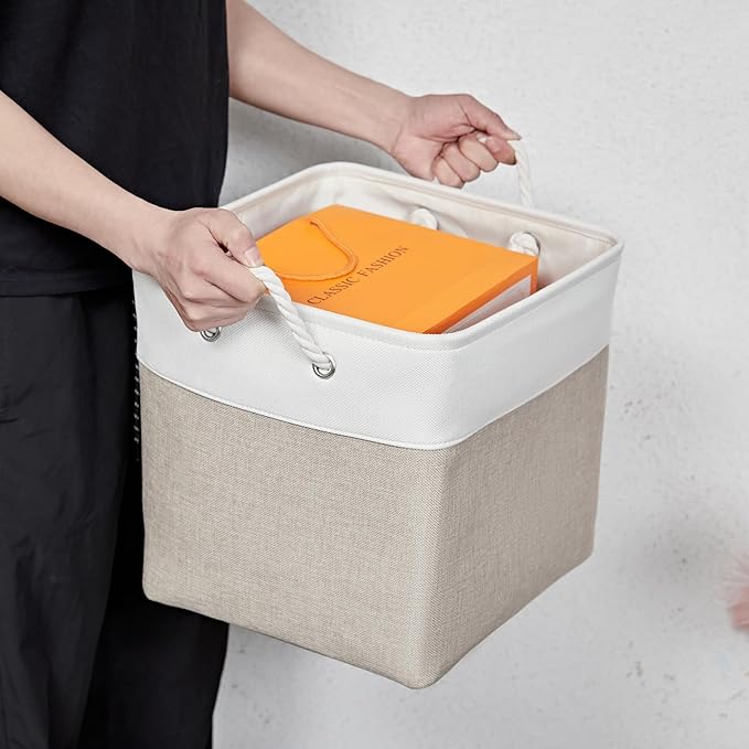 13 x 13 Inch Storage Cubes，6 Pack Cube Storage Bins for Shelves，Fabric Collapsible Storage Bins with Handles, Foldable Storag
