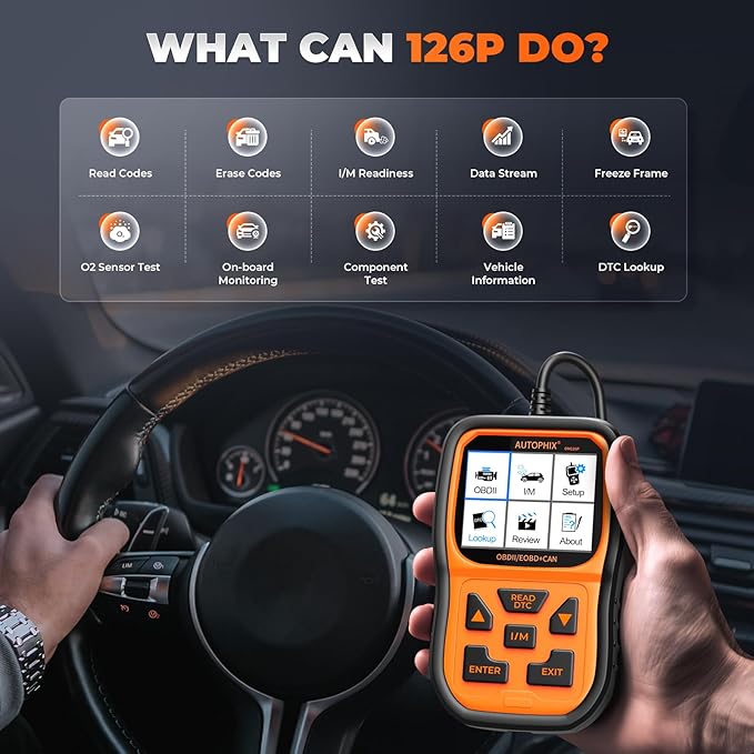 AUTOPHIX OM126P OBD2 Scanner, Check Engine Light Code Reader, Car Code Scanner for Automotive Diagnostic, Read & Clear Fault