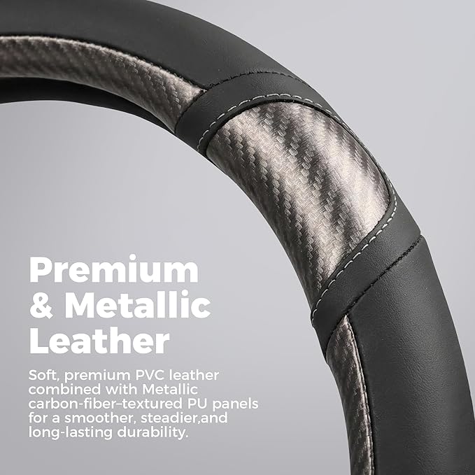 West Llama Car Steering Wheel Cover for Ford F-150(1997-2026), F-250(1997-2026), F-350, 15.5-16 inches, Black + Silver