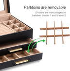 Somduy Jewelry Box Organizer for Women,3 Layers Jewelry Storage Display Box with Glass Lid,Gift for Christmas,3 Drawers,Large