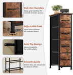 Somdot Narrow Dresser with 4 Drawers, Slim Storage Organizer Chest of Drawers with Removable Fabric Drawers for Small Spaces 