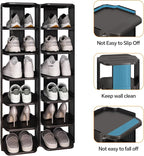 Kitstorack Stackable 16-Tier Shoe Rack for Closet & Entrance - Tall, Narrow, Vertical Shoe Stand - Plastic, Free Standing - I