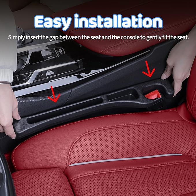 Car Seat Gap Filler Organizer, 2 Pack Black - Seat Gap Filler with Storage, Universal Fit Between Seat & Console, Stop Phone Keys Dropping, Car Organizer for SUV Truck, Car Side Gap Plug