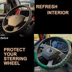 PINCTROT XL Size 17.5-18 in Race Grip Steering Wheel Cover for Semi Truck, Fits RV, Big Rig Trucker, 18 Wheeler and Classic Cars, Anti-Slip Silicone Perforated Design 17.5-18 Inch (Racing Green)
