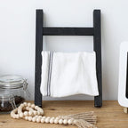 FUIN Wooden Tea Towel Ladder, Mini Ladder Towel Rack Display Hanger, Small Rustic Farmhouse Tea Towel Stand Holder for Countr