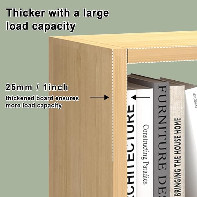 CTESNE【2026 Wooden Thick Frame 9 Cube Storage Organizer Shelf with Anti-Tipping Kits + Reversible Open Back Bookcase, Horizon