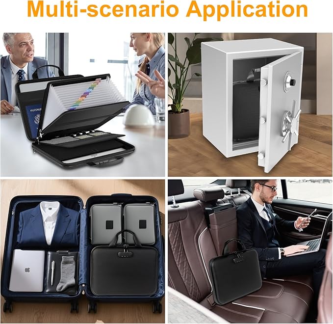 Fireproof Document Box with Lock, Portable Hard-Shell Case Fireproof File Box for Documents, Waterproof Document Box File Org