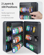 Uniclife 100 Position Key Cabinet with Combination Lock Resettable Black Digital Security Storage Box Steel Key Organizer wit