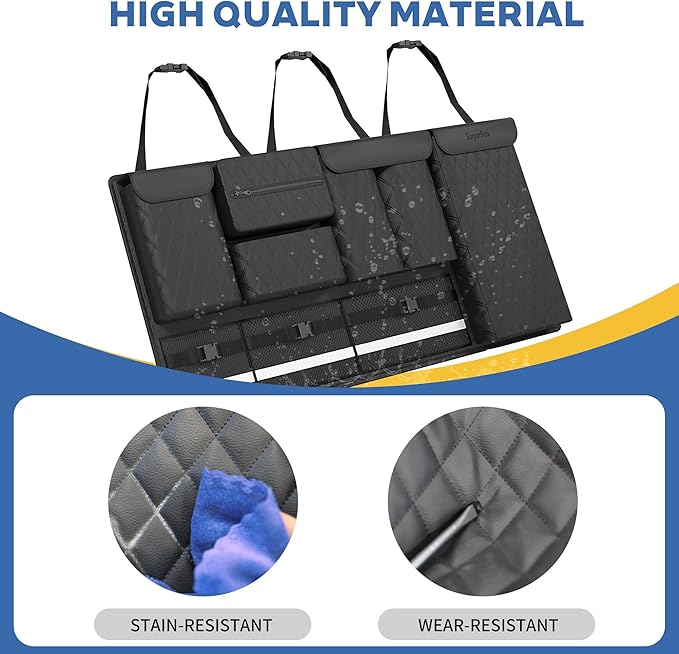 Backseat Hanging Organizer with Large Storage Bags | PU Leather, Large Capacity | Adjustable Straps, Waterproof & Collapsible |