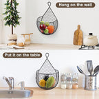 ERYTLLY Metal Fruit And Vegetable Storage Hanging Basket Wall Mounted, Hanging Basket For Kitchen Black Wire Baskets for Flow