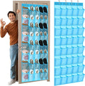 Windyun 40 over the Door Shoe Organizer Large Mesh Pocket Hanging Shoe Rack for Closet Sky Blue Nonslip Behind Door Storage H