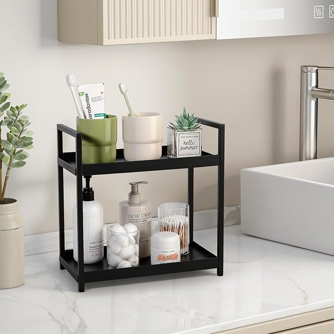 Anyoifax Bathroom Counter Organizer 2 Tier Vanity Storage Countertop Shelf Makeup Organizer Perfume Tray Skincare Holder for 