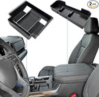 ELECFRESH 2PCS Center Console Organizer tray and Armrest Storage for 2023-2026 Chevy Silverado/GMC Sierra 1500 Accessories, 2024-2026 Silverado/Sierra 2500HD 3500HD(Only Fit Console with Bucket Seat)