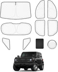 8pcs Windshield Sun Shades for Ford Bronco 2021-now，Accessories, Reflective Thicken Full Car Window Covers Sunshade for Windshield Side Rear, UV Block and Blackout Privacy for Camping Napping