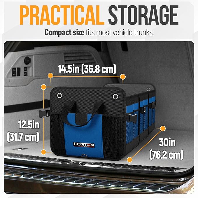 FORTEM Trunk Organizer For SUV Car Organizer and Storage, Multi-Compartment Storage Bag Car Accessories for Women Men, Perfect