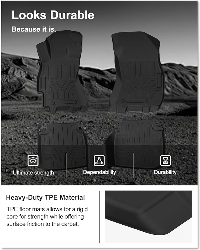 KIWI MASTER Floor Mats for 2015-2019 Subaru Outback/Legacy, Custom Fit All Weather Car Mats, Heavy Duty TPE Floor Liners, Front & Rear 2 Row, Black