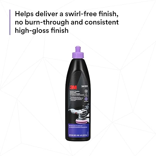 3M Perfect-It Random Orbital Polish, 34133, 1 Pint, Fast Cutting Polisher for Automotive Buffing & Polishing, High-Gloss Finish