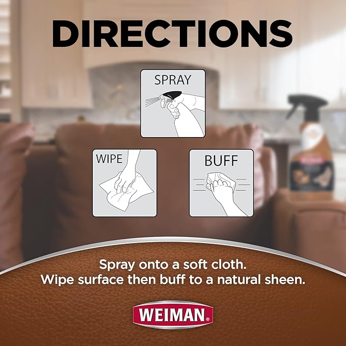 Weiman Leather Cleaner & Conditioner - Cleans, Restores & Protects Leather, UV Protection Prevent Cracking & Fading, For Car 