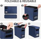 BALEINE File Organizer Box with Lid, Collapsible File Folder Organizer with Plastic Slide, Hanging File Folder Box for Office