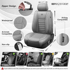 CAR PASS Nappa Leather Car Seat Covers Front Seats, Luxury Seat Protector for Cars, Waterproof Anti-Slip Seat Cushion Airbag 