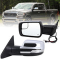 Left Driver Side Mirror Compatible With 2019 2020 2021 2022 2023 2024 2025 2026 Ram 1500 With Power Folding Heated Turn Signal Puddle Light Temperature Sensor Chrome Replace#68462769AB(8+6Pins)