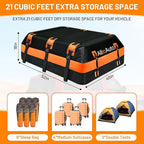 Car Rooftop top Cargo Carrier 21 Cubic feet 100% Waterproof Heavy Duty PVC for All Cars with/Without Rack, Includes Anti-Slip Mat, 10 Reinforced Straps, 6 Door Hooks, Luggage Lock