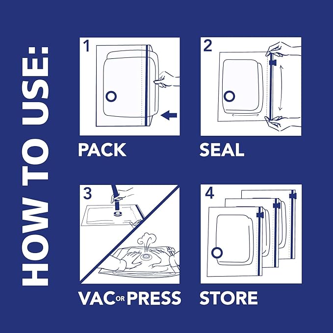 Hefty Shrink-Pak - 3 Extra Large Vacuum Storage Bags for Clothes, Pillows, Towels, or Blankets - Space Saver Vacuum Sealer Ba