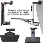 Back Seat Car Tray & Car Desk for Laptop, Wood Cup Holder Table Aluminum Cantilever Laptop Mount for Vehicle,Steering Wheel Tray Fits for Tesla Model Y/3/S Camry Forester F150 Tundra&Most Vehicles