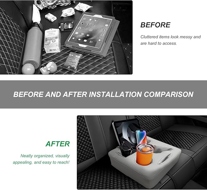 Sun Walker Back Seat Cup Holder for Car, Waterproof Rear Seat Organizer Expander Tray to Store Phone Drink Snack, Universal L