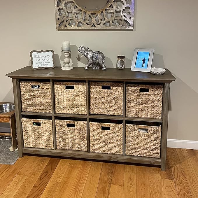 M4DECOR Storage Cube 10.5 x 10.5in, Wicker Storage Baskets for Shelves, Water Hyacinth Storage Baskets, Square Wicker Storage
