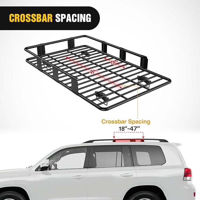Nilight 64" x 39" x 6" Universal Roof Rack Cargo Basket Heavy-Duty 250LBS Capacity Rooftop Carrier Luggage Holder & Soft Waterproof|Cargo Bag|Net|Ratchet Straps for SUV Truck Vehicle