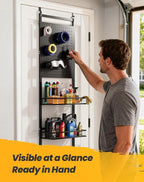 mustry Over The Door Garage Organizer, Behind The Door Storage with PegBoards and Baskets for Cleaning Supplies, Car Care, Sp
