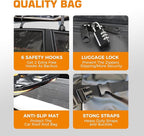 Kingfun Rooftop Cargo Carrier - Waterproof 20 Cubic Feet Car Roof Bag for All Vechicles with/Without Racks, Includes Anti-Slip Mat, 8 Reinforced Straps, 6 Door Hooks, Luggage Lock