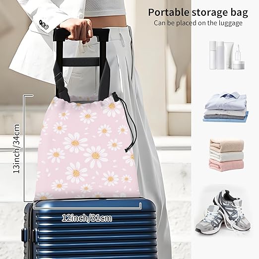 Car Trash Bag Large Hanging Can for Back of Seat, Cute Waterproof Car Garbage Bag for Vehicle, Travelling, Outdoor Cute Pink Daisy