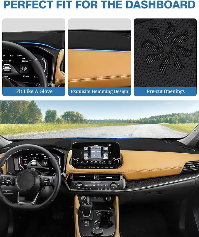 FIILINES Dash Cover for Nissan Rogue 2021-2025 (Not Fit Nissan Rogue Sport/SL/Platinum), Dashboard Mat Cover Sunshade Nonslip