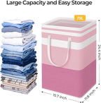 HomeHacks 2 Pack Large Laundry Baskets, Waterproof, Freestanding Laundry Hampers, Collapsible Clothes Hamper with Reinforced 