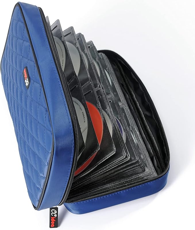 CCidea 96 Capacity CD/DVD Case Holder Portable Wallet Disc Storage Binder for Car, Home, Travel (96-Blue) Specials