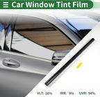 Motoforti Nano Ceramic Car Window Tint Film VLT 16% IRR 9% UVR 94% Black 14.76 ft x 35.43 Inch Privacy Film 2mil PET 1 Pc