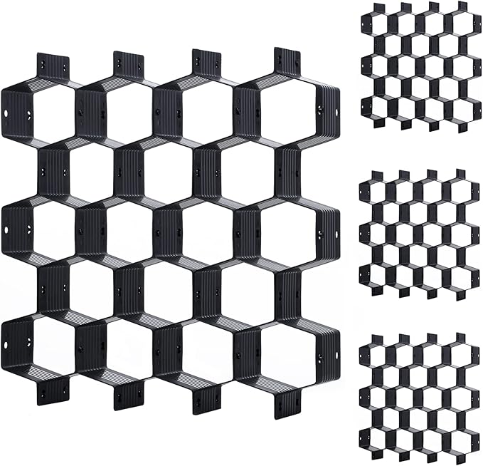 Honeycomb drawer organizer and divider, underwear, socks, tie sorter, office supplies and sundry sorting 32 pieces (Black)