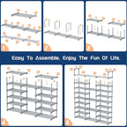 Mavivegue 9 Tiers Tall Shoe Organizer - Vertical Shoe Shelf for 50-55 Pairs, Stackable Racks for Entryway, Closet, Garage - G